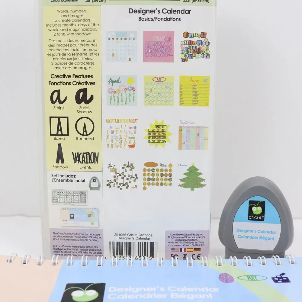 Cricut Designer's Calendar 29-1055 Cricut Cartridge Phrases Months